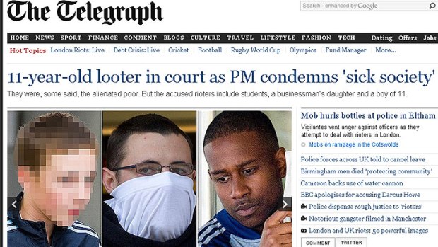Shame file ... London's Daily Telegraph has published pictures of the accused, including, from left, the 11-year-old boy, Richard Myles-Palmer and Alexis Bailey,