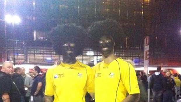 The fans who dressed in 'blackface' to pay tribute to Wallabies forward Radike Samo.