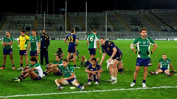 The Australian players after their defeat to Ireland in Dublin.