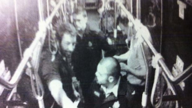 Shocking treatment ... Michael Lindsay being ordered off the Dee Why bus before he was shot with a Taser.
