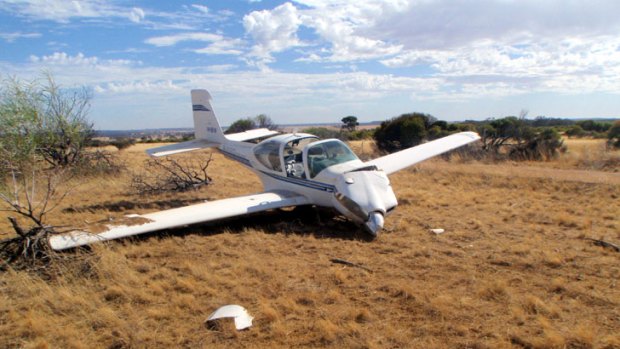 The plane crash landed facing away from the air strip.