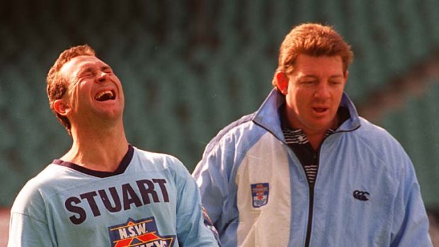 Passionate Blues advocates ... Ricky Stuart with Phil Gould in 1994.