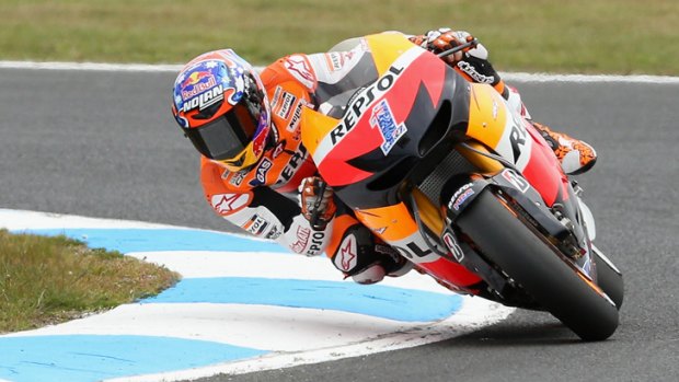 Fitting farewell: Casey Stoner, who claimed victory at Phillip Island yesterday.