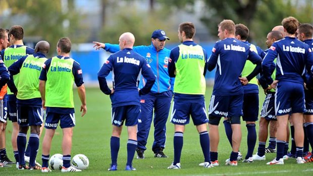 Ange Postecoglou at his first training session yesterday.
