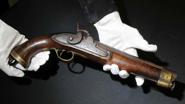 Period piece: An old muzzle-load single-shot pistol, said to be bushranger Dan Kelly's gun.