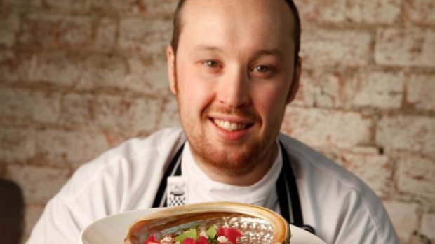 Cutler & Co chef Jean-Paul Twomey shows off his striking Shellpool creation.
