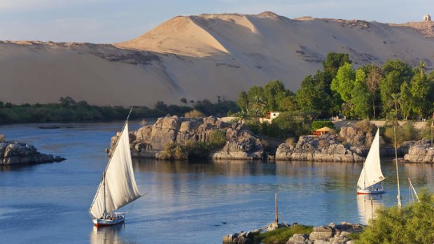 Felucca sailboats on River Nile.