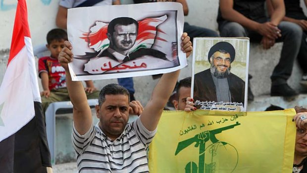 Support for Dr Assad and Sheikh Nasrallah at a West Bank rally.