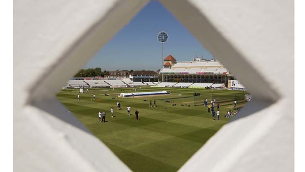 A view of players in the nets at Trent Bridge on the eve of the first Ashes Test.