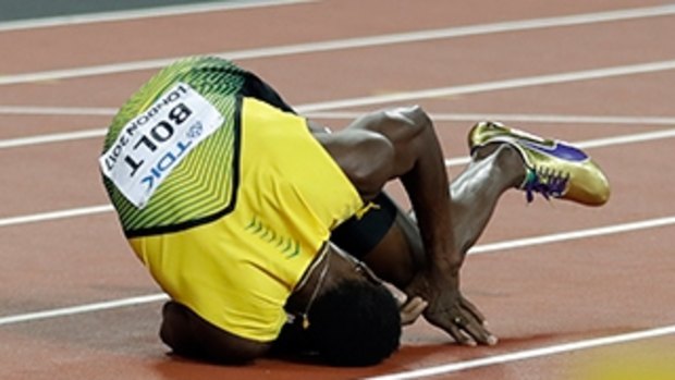 Bolt's fall during the World Athletics Championships in London.