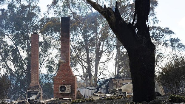 What remains of a house at Carngham, one of four that was razed by the fire.