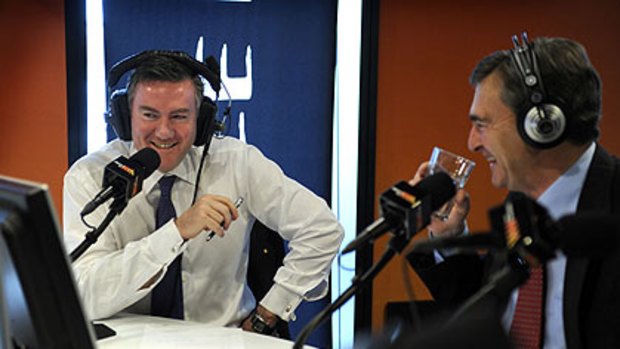 Tuning out ... Eddie McGuire speaks to John Brumby on his ailing breakfast radio show.