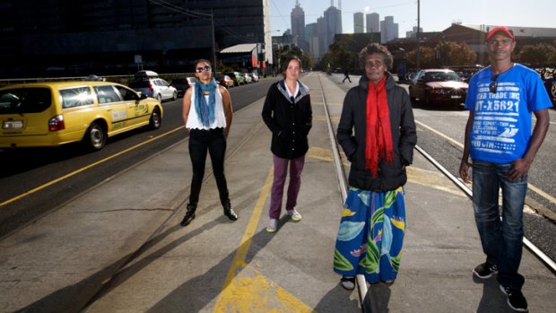 Welcome to Melbourne: Aboriginal actors, from left,  Natasha Waganeen, Jada Alberts, Frances Djulibing and Djamangi Gaykamangu.