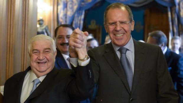 Concession: Syrian Foreign Minister Walid al-Moualem and Russian counterpart Sergei Lavrov in Moscow on Thursday. 