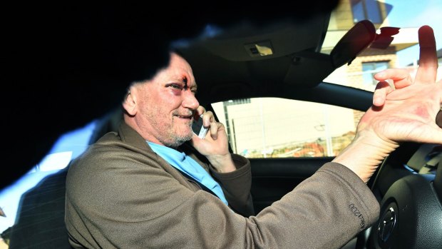 Stephen Dank arrives at his Ascot Vale home.