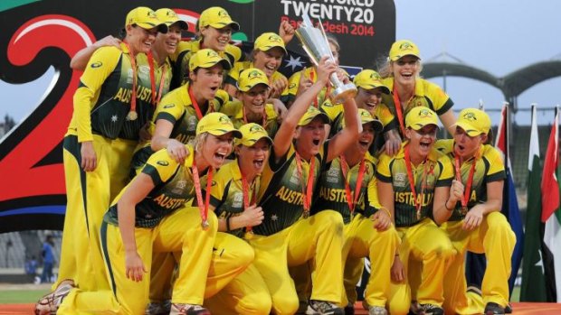 On the right path: The Southern Stars celebrate winning the ICC Women’s World Twenty20. 