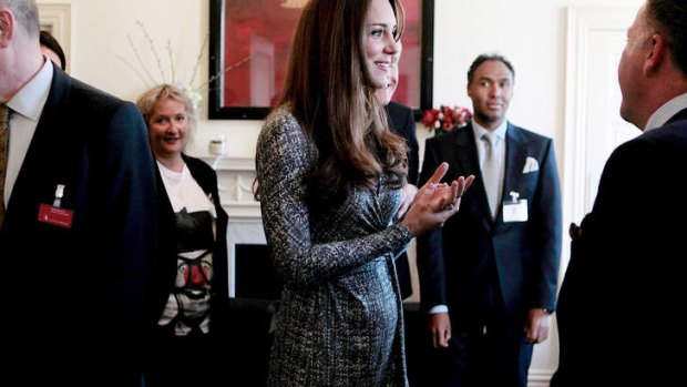 Nervous ... Catherine, Duchess of Cambridge shows off her baby bump.