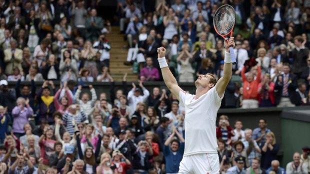 Two to go: Scot Andy Murray celebrates his win.