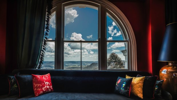 Grand view: A window in the Hydro Majestic Hotel in the Blue Mountains.
