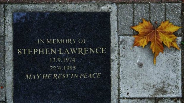 A plaque at the bus stop in Eltham, south-east London, where Stephen Lawrence was murdered in 1993.
