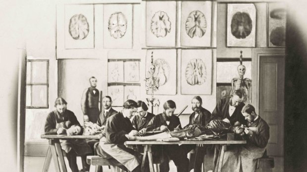 An anatomy class in 1864.