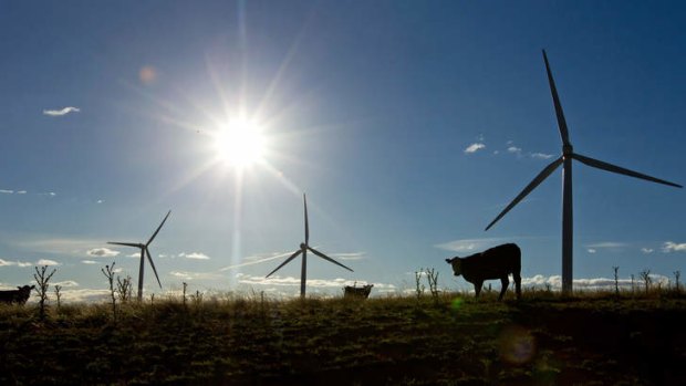 Wind turbines at Bungendore, near Canberra, are not to the liking of Treasurer Joe Hockey.