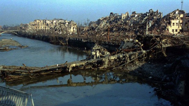 Grozny, once home for 400,000 people, in ruins after Russian bombardment in 1995.