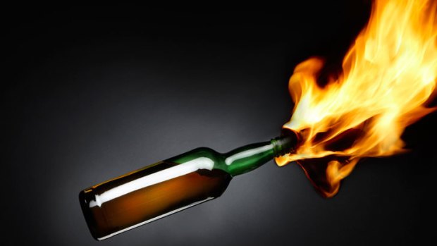 Glass bottles containing petrol and set alight were thrown at the Alevi Community Council of Australia in North Coburg.