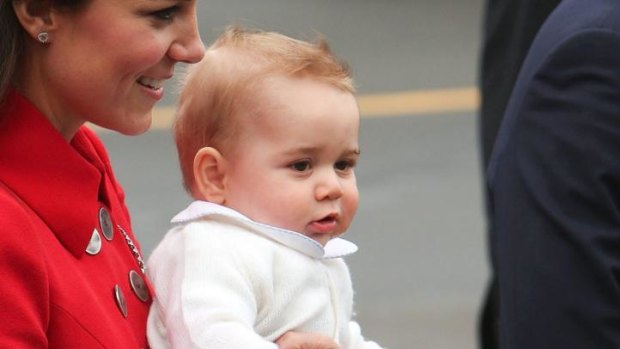 A windswept Prince George arrives in Wellington.