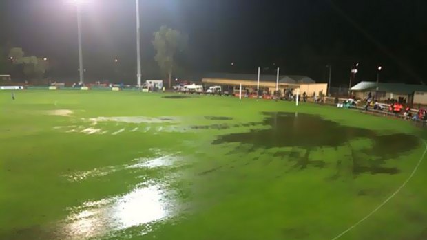 Alice Springs gets wet ffor the Collingwood v Adelaide NAB Challenge match.