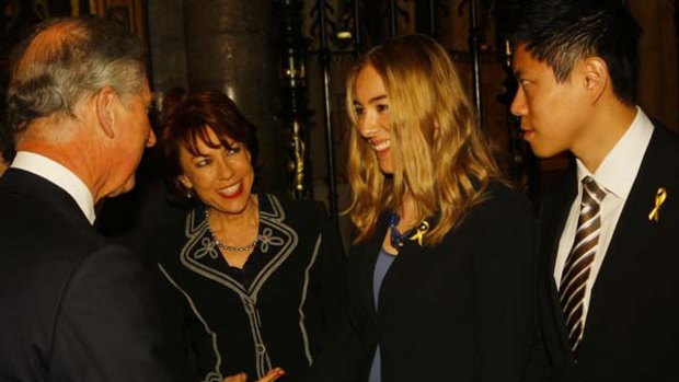 Jessica Rudd and her husband, Albert Tse, meet the Prince of Wales in Westminister Abbey in London in 2009.
