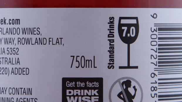 Warning label found on some alcoholic beverage packaging.