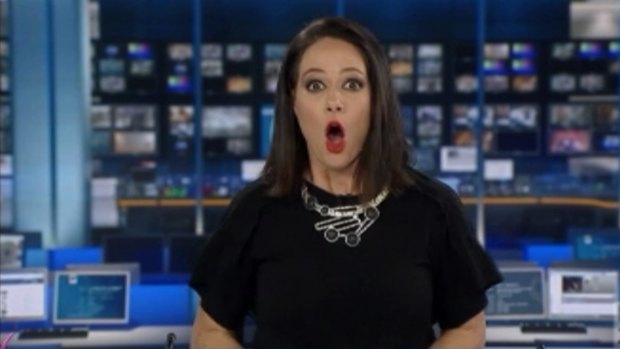 Natasha Exelby, at the moment she realised she was on-air on Saturday night.