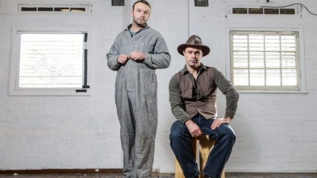 Anthony Gooley (front), who plays George, with Andrew Henry, who plays Lenny, in the stage production of the classic <i>Of Mice and Men</i>.