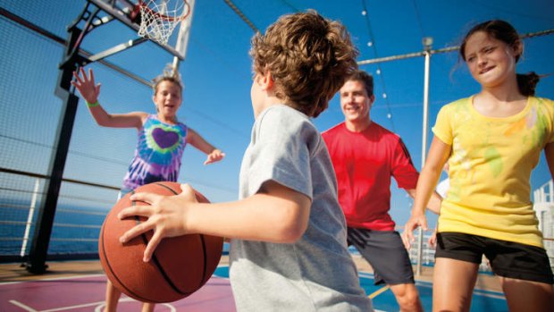 Family first: Basketball during a Carnival cruise.