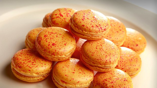 Passionfruit and chilli macarons.