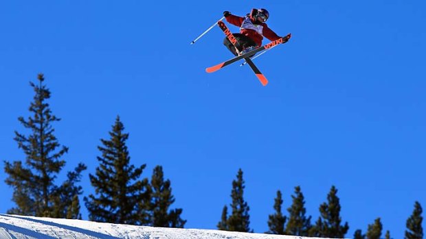 Russ Henshaw soars to second place in the men's ski slopestyle at the Dew Tour Championships on Sunday.