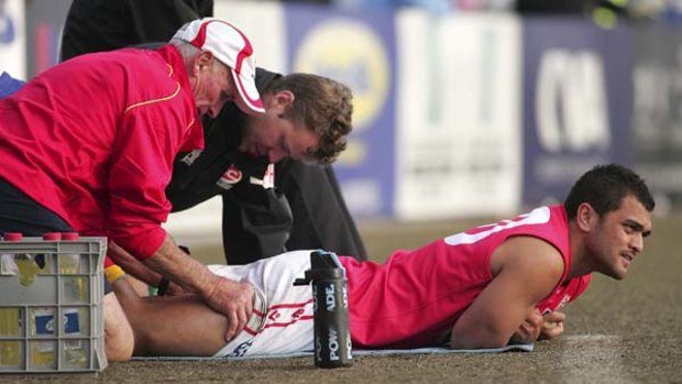 A harsh lesson in AFL endurance ended in the debutant suffering leg cramps.