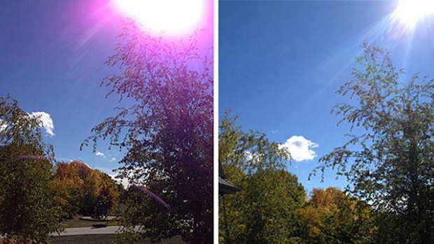 A picture taken with an iPhone 5, left, and an iPhone 4S, right.