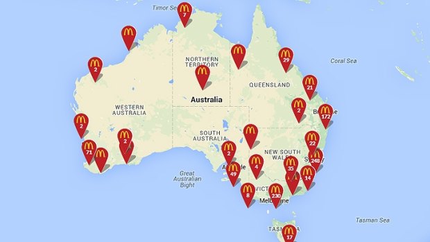 The scope of McDonald's operations in Australia.