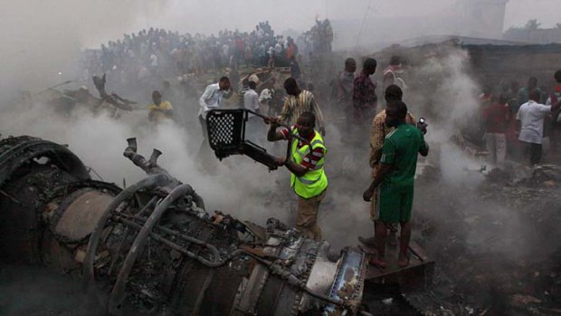 Hit a building ... the plane had flown from the Nigerian capital.