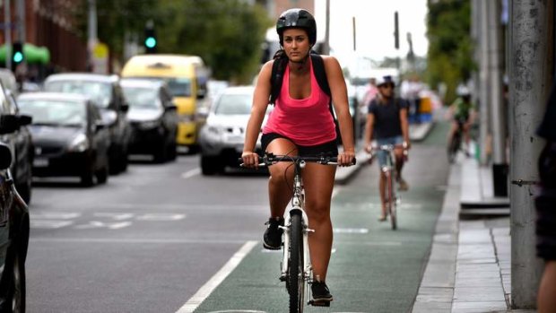 Cyclist numbers in La Trobe Street, Melbourne have tripled in the afternoon peak.