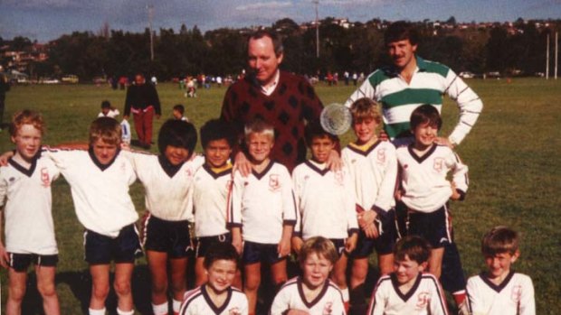 With coach Alan Jones at the Warringah Roos under-7s (fourth  from left, back row).