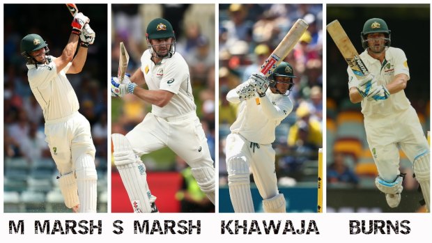Four into three won't go: Mitchell and Shaun Marsh, Usman Khawaja and Joe Burns.