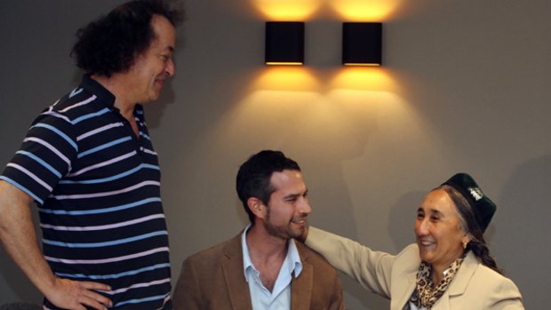 Rebiya Kadeer with film director Jeff Daniels and Melbourne International Film Festival director Richard Moore.