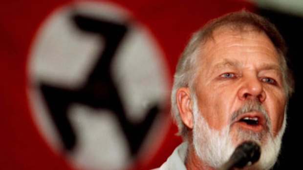 Firm believer in white supremacy and racial segregation ... Eugene Terre'Blanche addresses an AWB rally in Pretoria in 1999.