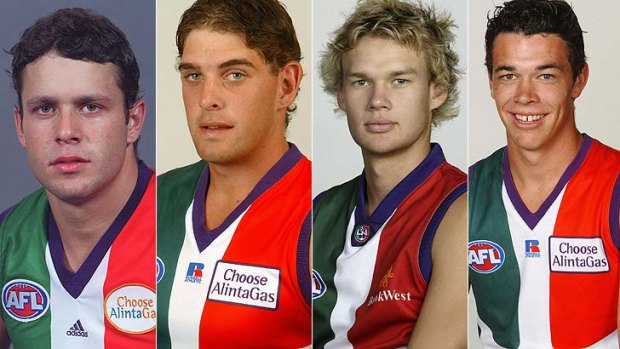 Fresh-faced youngsters - Freo's longest serving rookies Antoni Grover, Aaron Sandilands, Paul Duffield and Ryan Crowley in their first club photos.