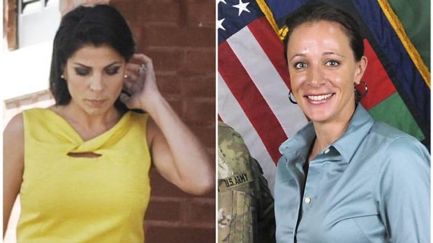 Emails ... a combination photo shows Jill Kelley (left), a friend of former US General David Petraeus' family, in Tampa, Florida on Monday and Petraeus' biographer Paula Broadwell, in an ISAF handout image.