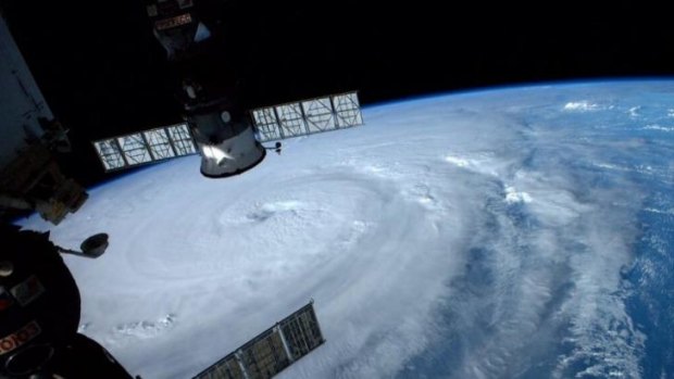 A photo taken from the International Space Station shows typhoon Neoguri bearing down on Japan.