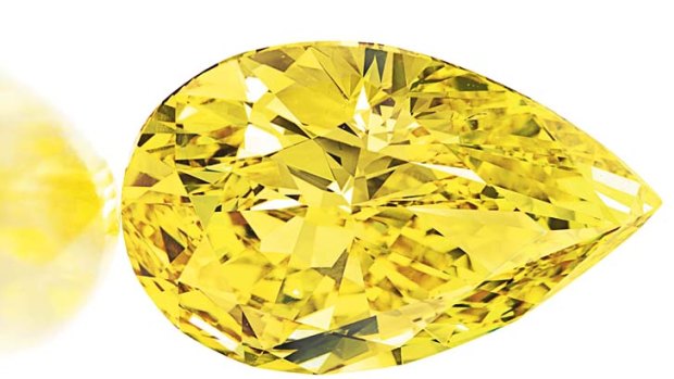 The Vivid Yellow, a pear-shaped fancy vivid yellow diamond of 32.77cts with an estimated value of $US6 to 8 million is coming up for auction.